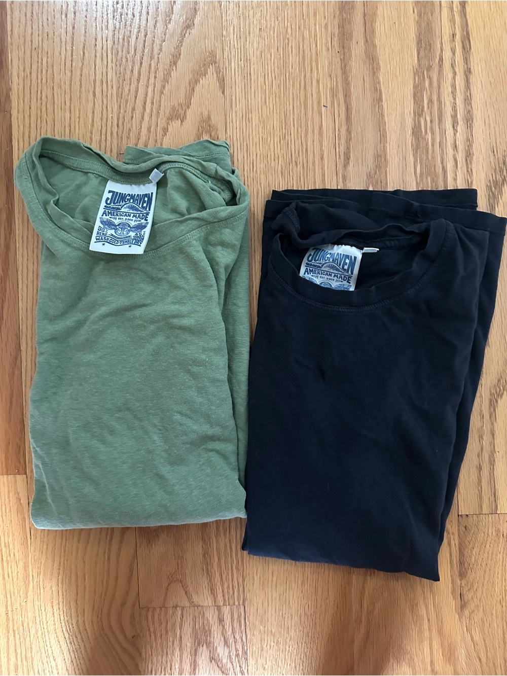 Set of two Jungmaven t-shirts, black and green